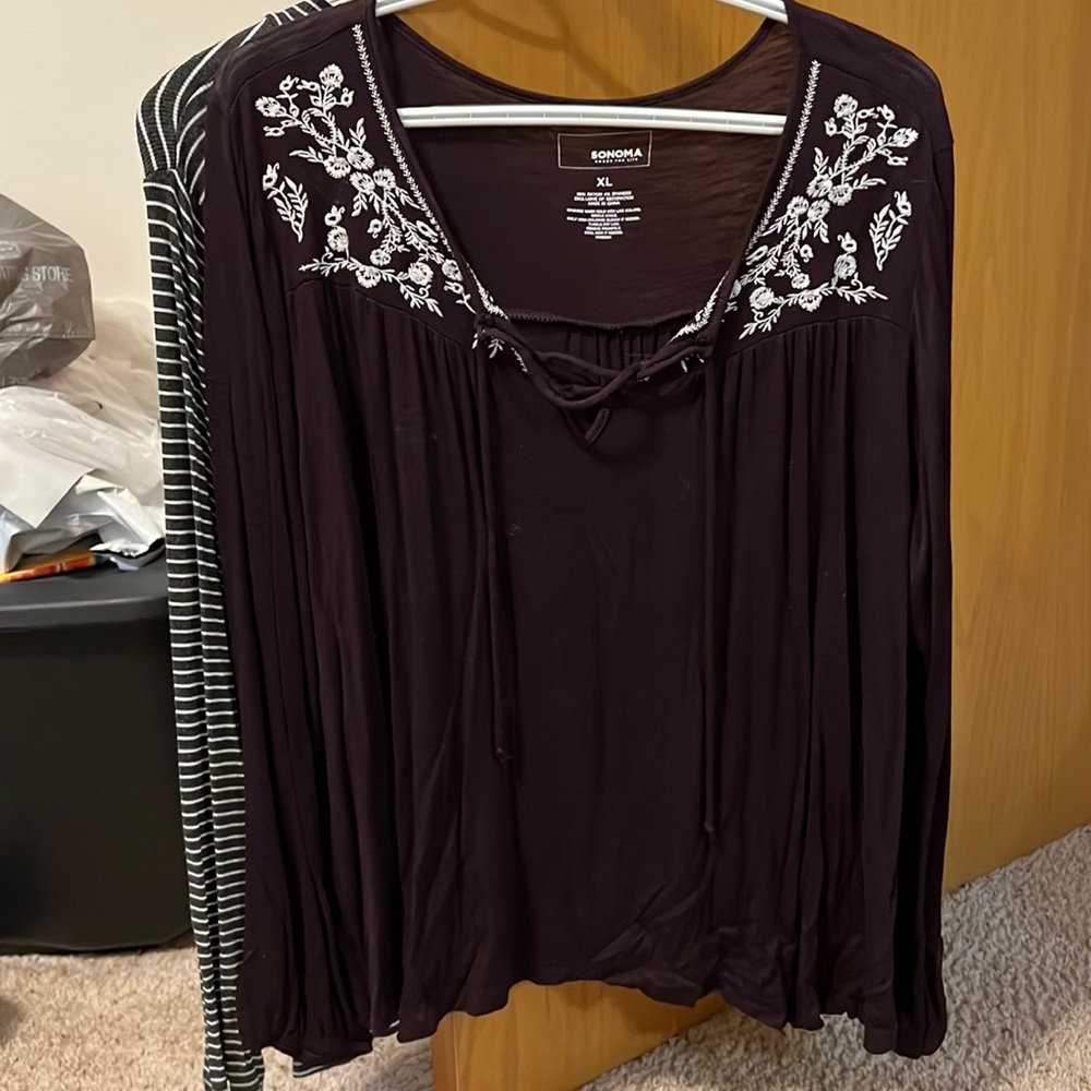 Plum colored long sleeve blouse